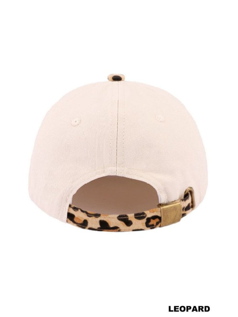 Beige Baseball Cap with Leopard Brim - Picture 4 of 4